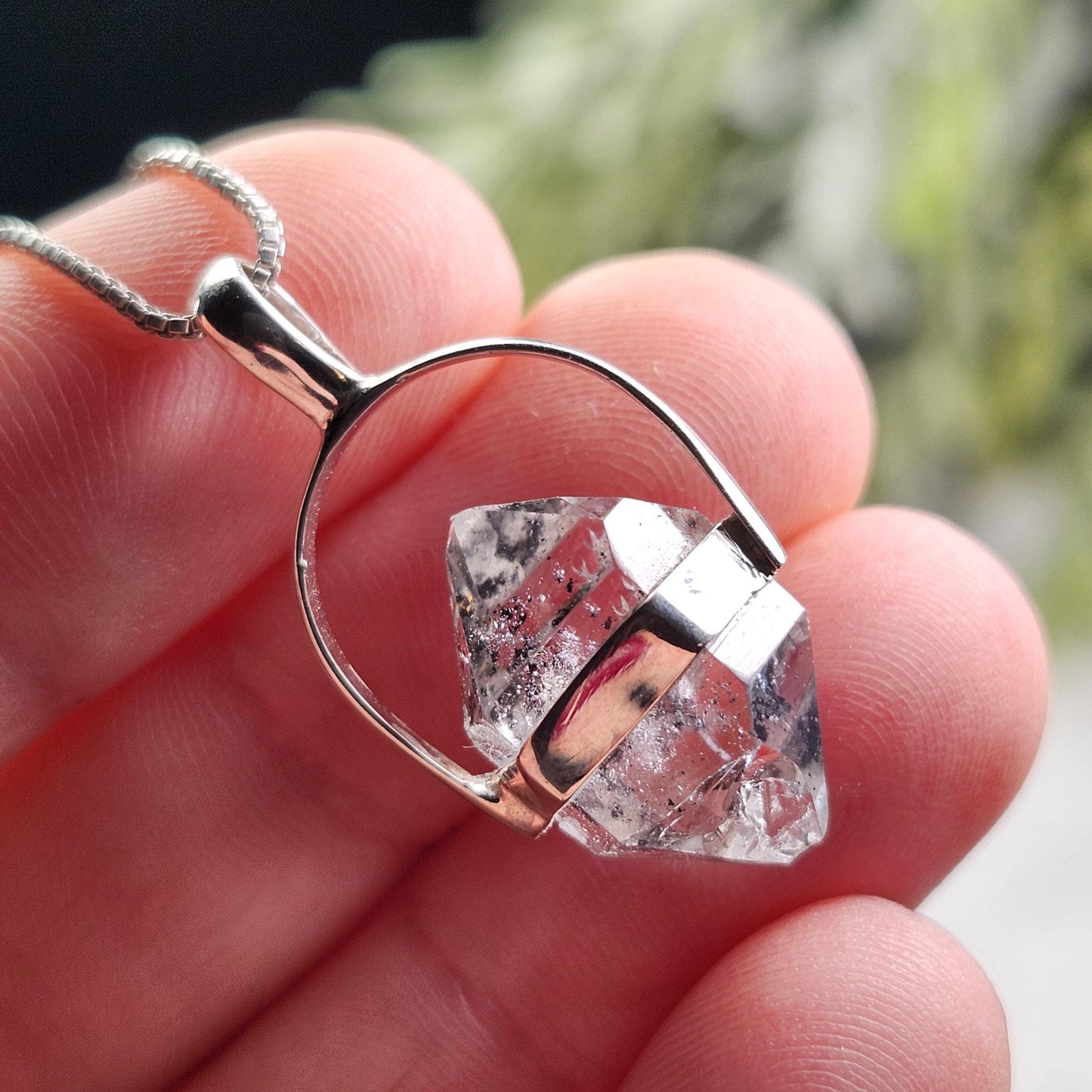 Herkimer Diamond Pendant, Sterling Silver Herkimer Diamond Necklace