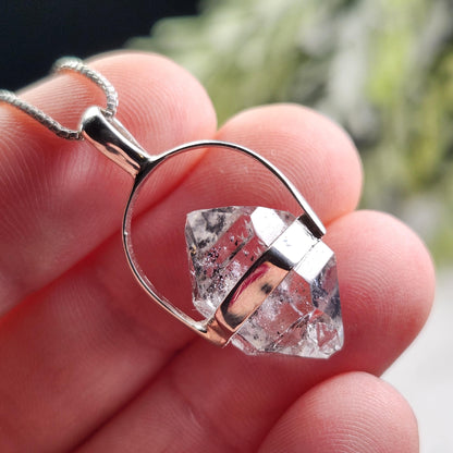 Herkimer Diamond Pendant, Sterling Silver Herkimer Diamond Necklace
