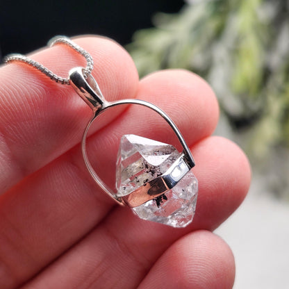 Herkimer Diamond Pendant, Sterling Silver Herkimer Diamond Necklace