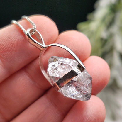 Herkimer Diamond Pendant, Sterling Silver Herkimer Diamond Necklace