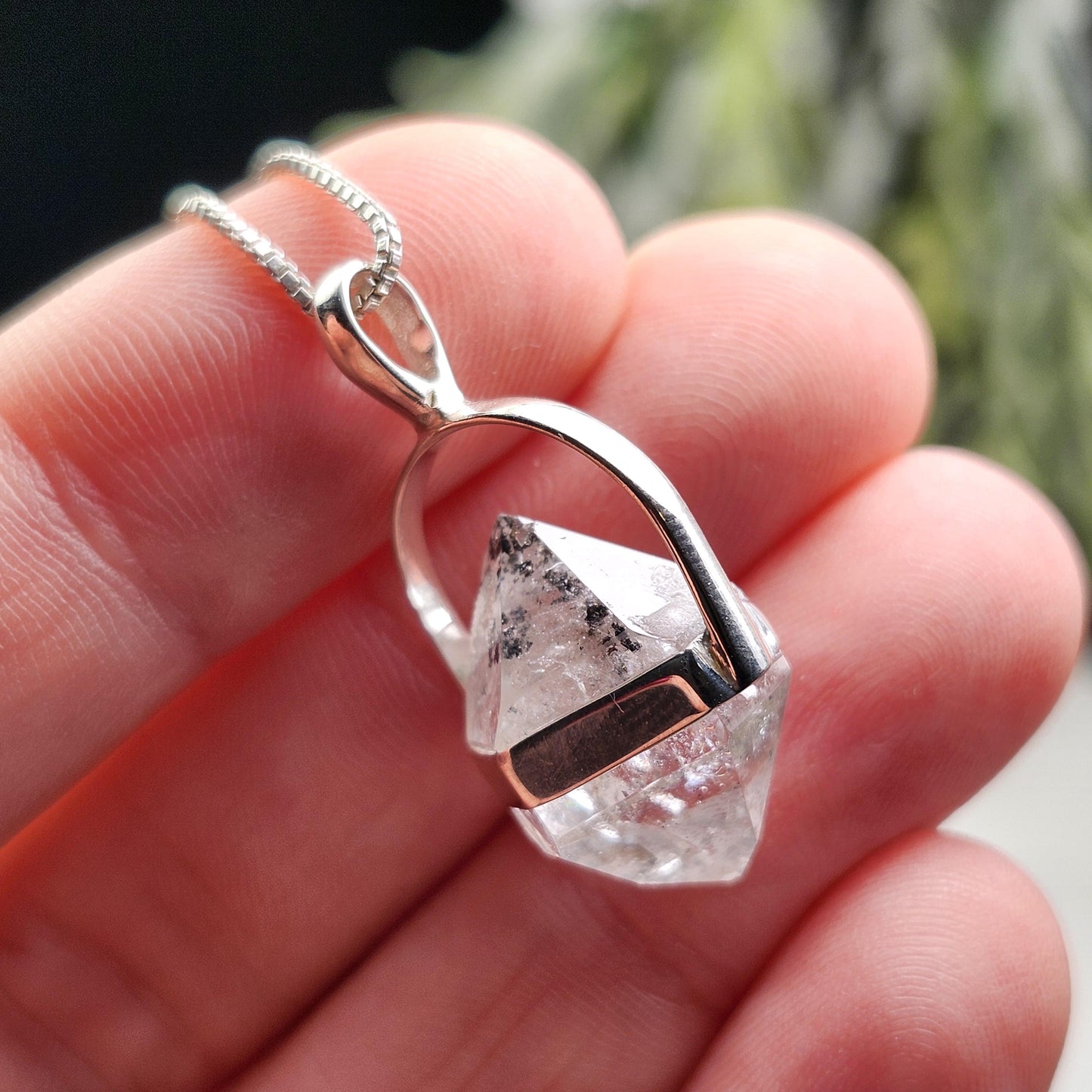 Herkimer Diamond Pendant, Sterling Silver Herkimer Diamond Necklace