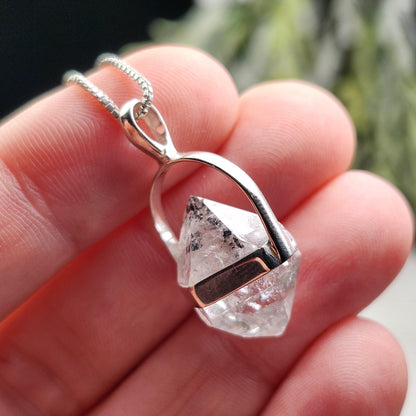 Herkimer Diamond Pendant, Sterling Silver Herkimer Diamond Necklace