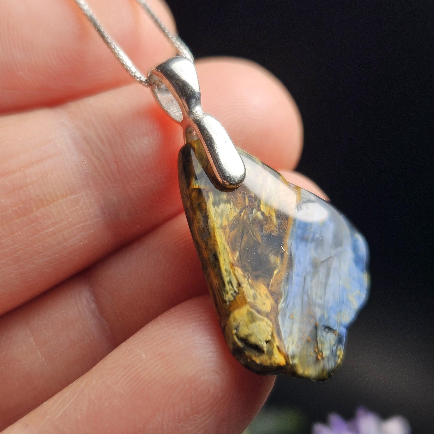 Pietersite Crystal Pendant, Namibian Pietersite Sterling Silver Necklace