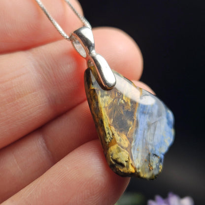 Pietersite Crystal Pendant, Namibian Pietersite Sterling Silver Necklace