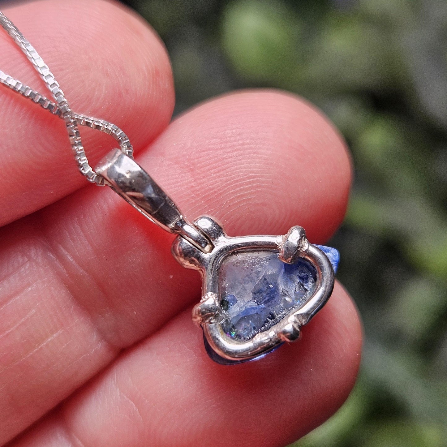 Benitoite Crystal Pendant, Blue Benitoite Sterling Silver Necklace