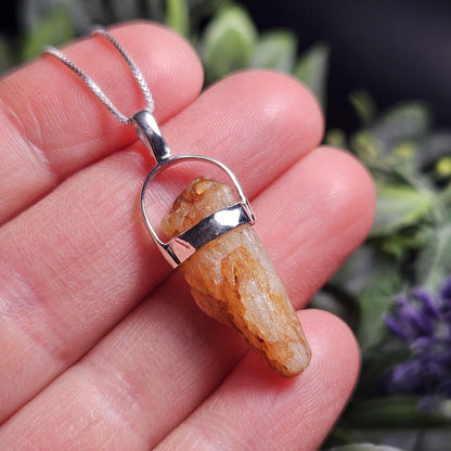 Golden Phenacite Crystal Pendant, Phenacite Sterling Silver Necklace