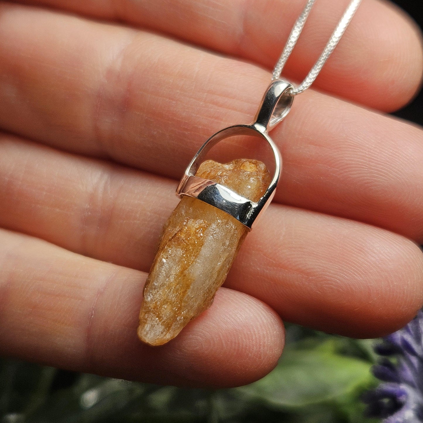 Golden Phenacite Crystal Pendant, Phenacite Sterling Silver Necklace