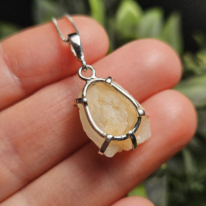Golden Phenacite Cystal Pendant, Phenacite Sterling Silver Necklace