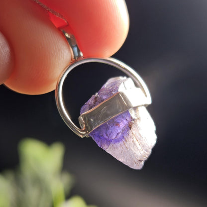 Bicolor Tanzanite Crystal Pendant, Bicolor Tanzanite Sterling Silver Necklace