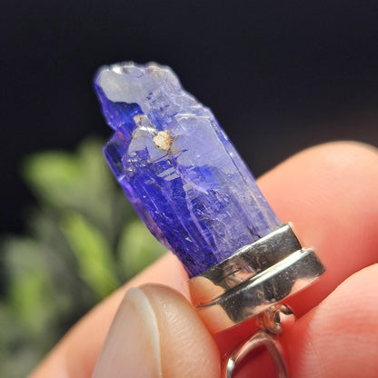 Terminated Tanzanite Crystal Pendant, Tanzanite Sterling Silver Necklace