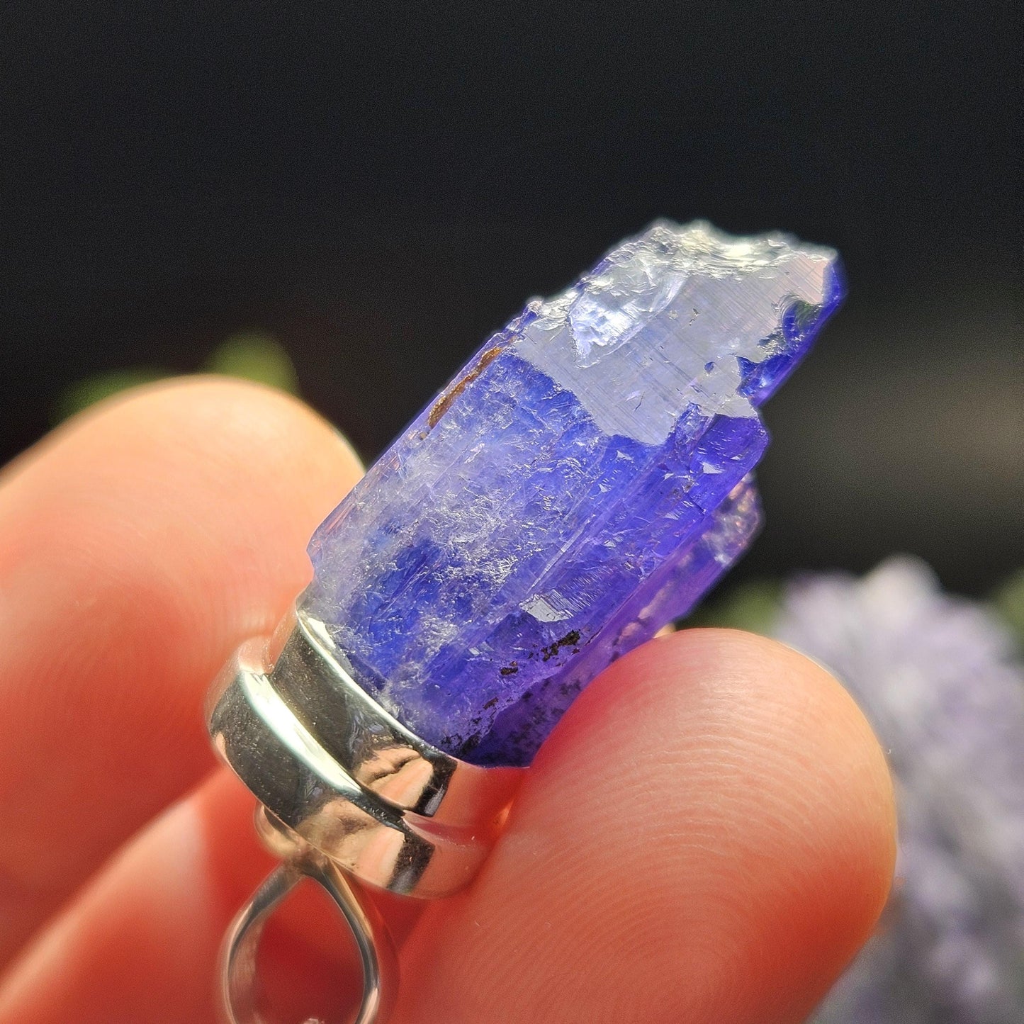 Terminated Tanzanite Crystal Pendant, Tanzanite Sterling Silver Necklace