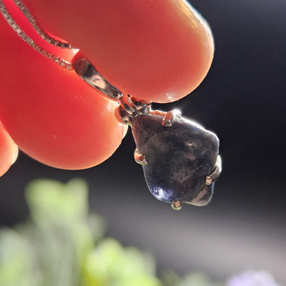 Benitoite Crystal Pendant, Blue Benitoite Sterling Silver Necklace