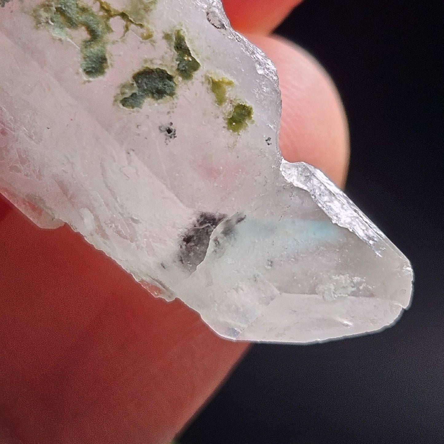 Ajoite Phantom in Quartz Crystal Pendant, Ajoite Sterling Silver Necklace