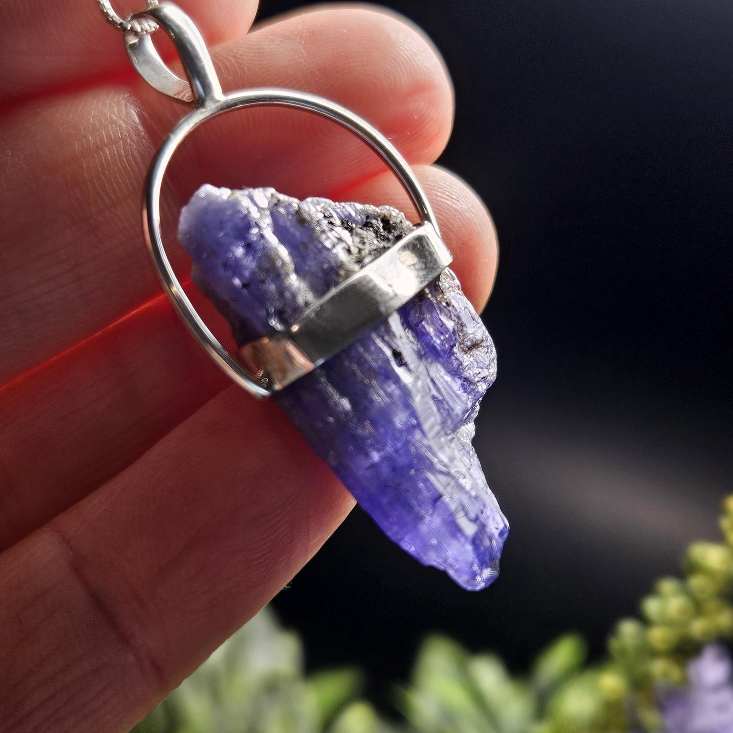 Tanzanite Crystal Pendant, Tanzanite Sterling Silver Pendant