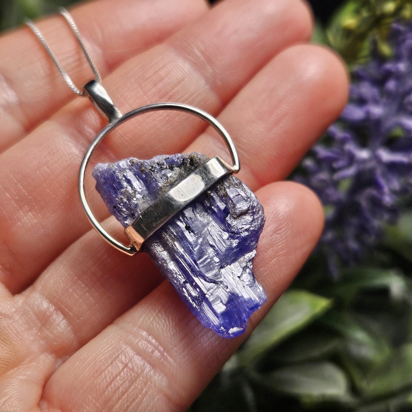 Tanzanite Crystal Pendant, Tanzanite Sterling Silver Pendant