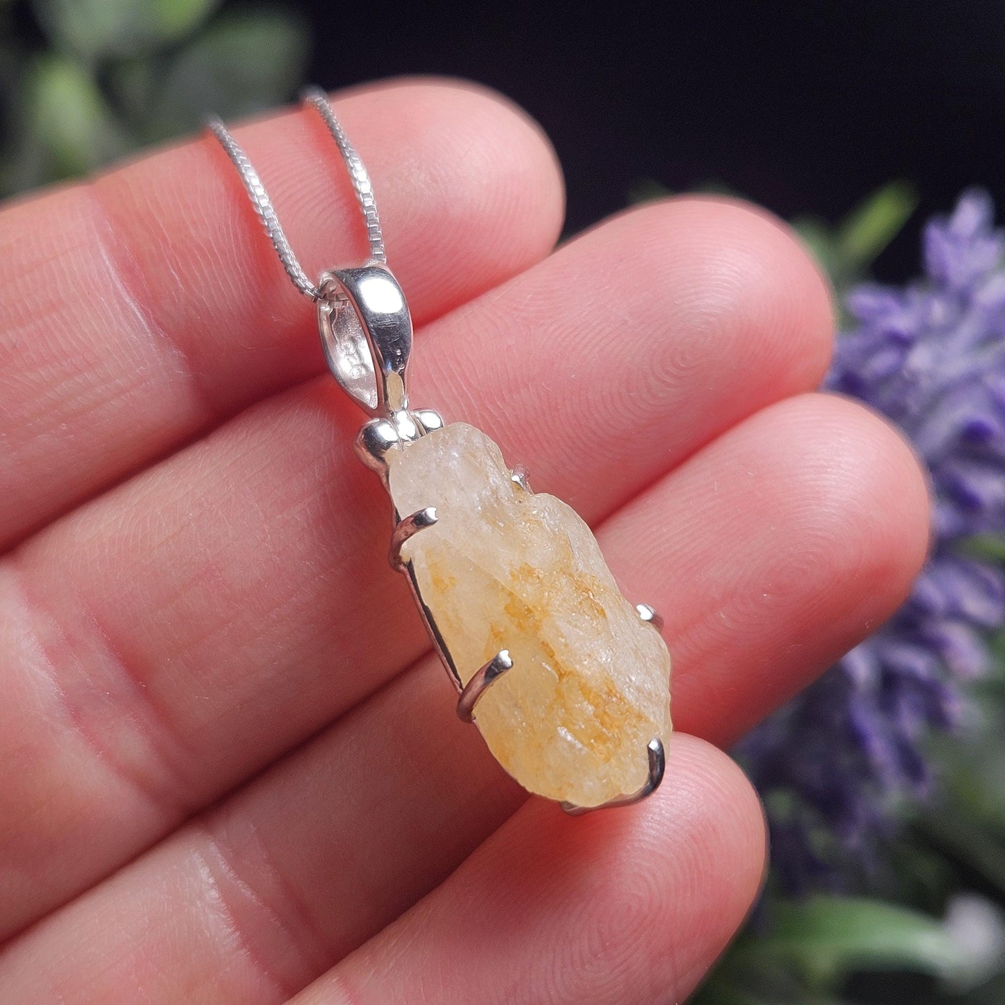 Golden Phenacite Crystal Pendant, Golden Phenacite Sterling Silver Necklace