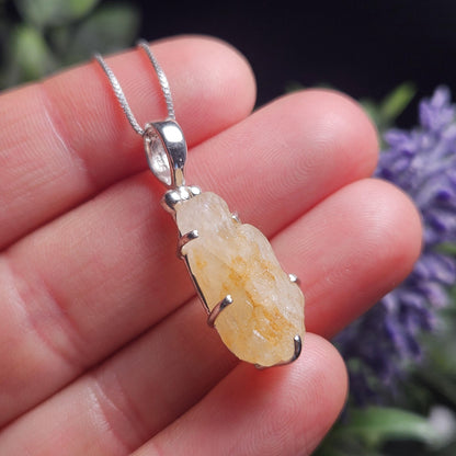 Golden Phenacite Crystal Pendant, Golden Phenacite Sterling Silver Necklace