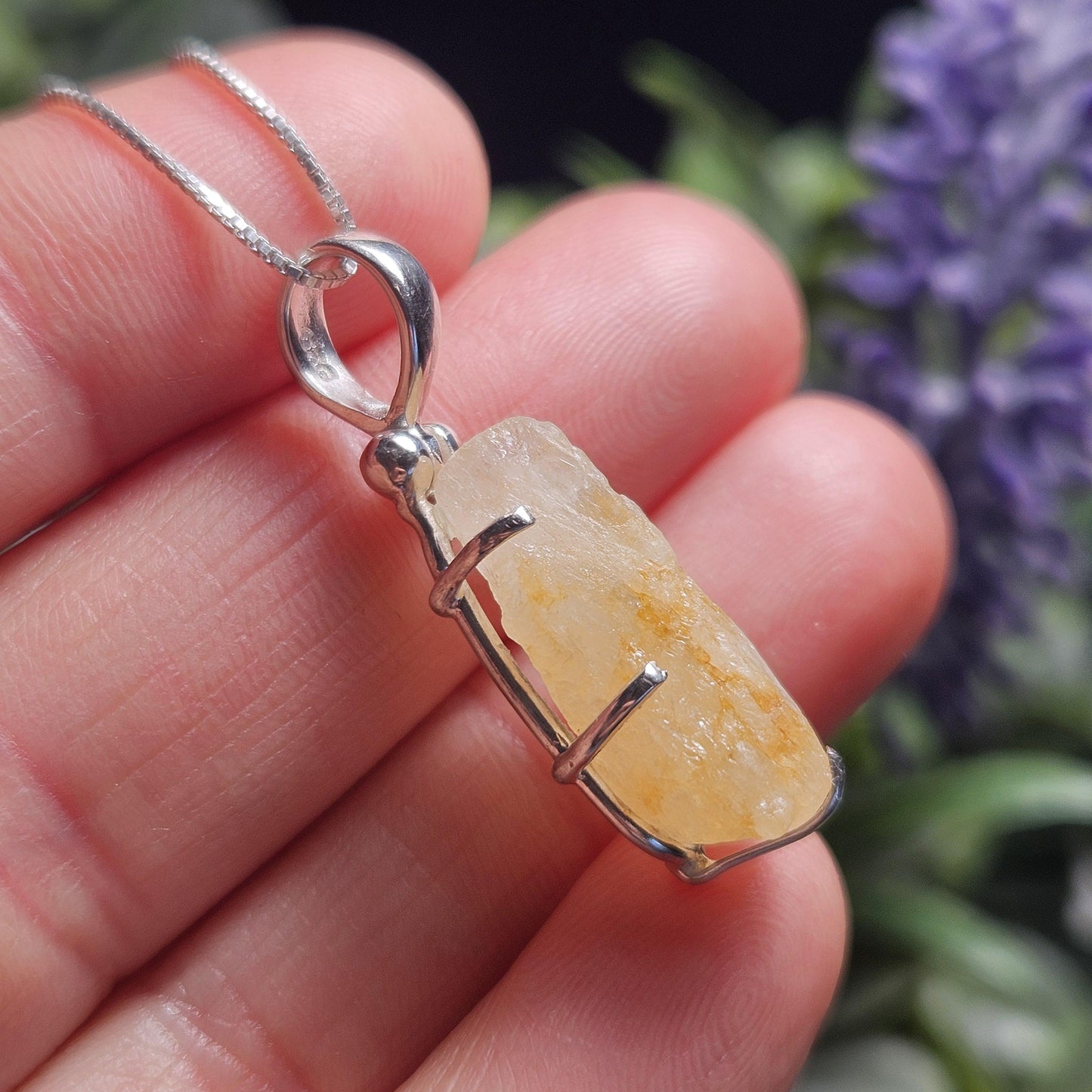 Golden Phenacite Crystal Pendant, Golden Phenacite Sterling Silver Necklace