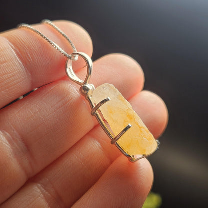 Golden Phenacite Crystal Pendant, Golden Phenacite Sterling Silver Necklace