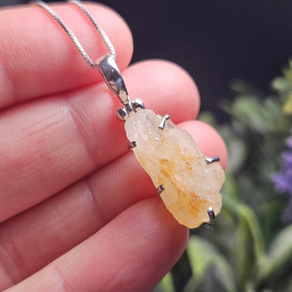 Golden Phenacite Crystal Pendant, Golden Phenacite Sterling Silver Necklace