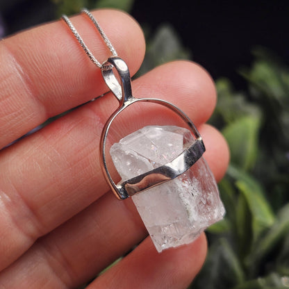 Danburite Crystal Pendant, Danburite Sterling Silver Necklace