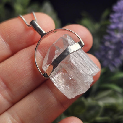 Danburite Crystal Pendant, Danburite Sterling Silver Necklace