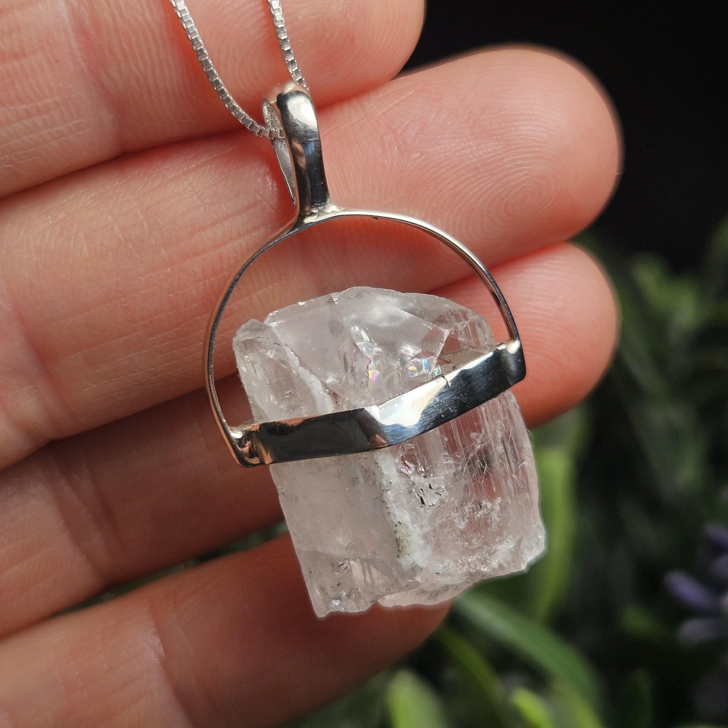 Danburite Crystal Pendant, Danburite Sterling Silver Necklace