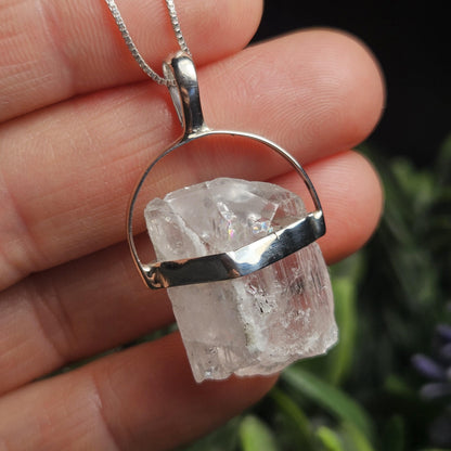 Danburite Crystal Pendant, Danburite Sterling Silver Necklace