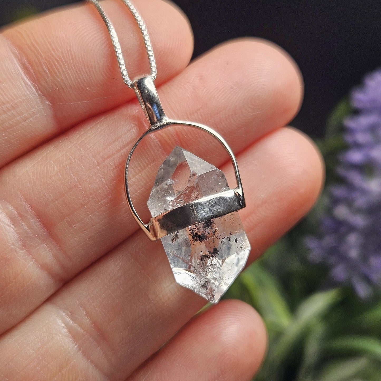 Herkimer Diamond Pendant, Sterling Silver Herkimer Diamond Necklace