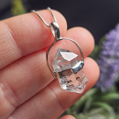 Herkimer Diamond Pendant, Sterling Silver Herkimer Diamond Necklace