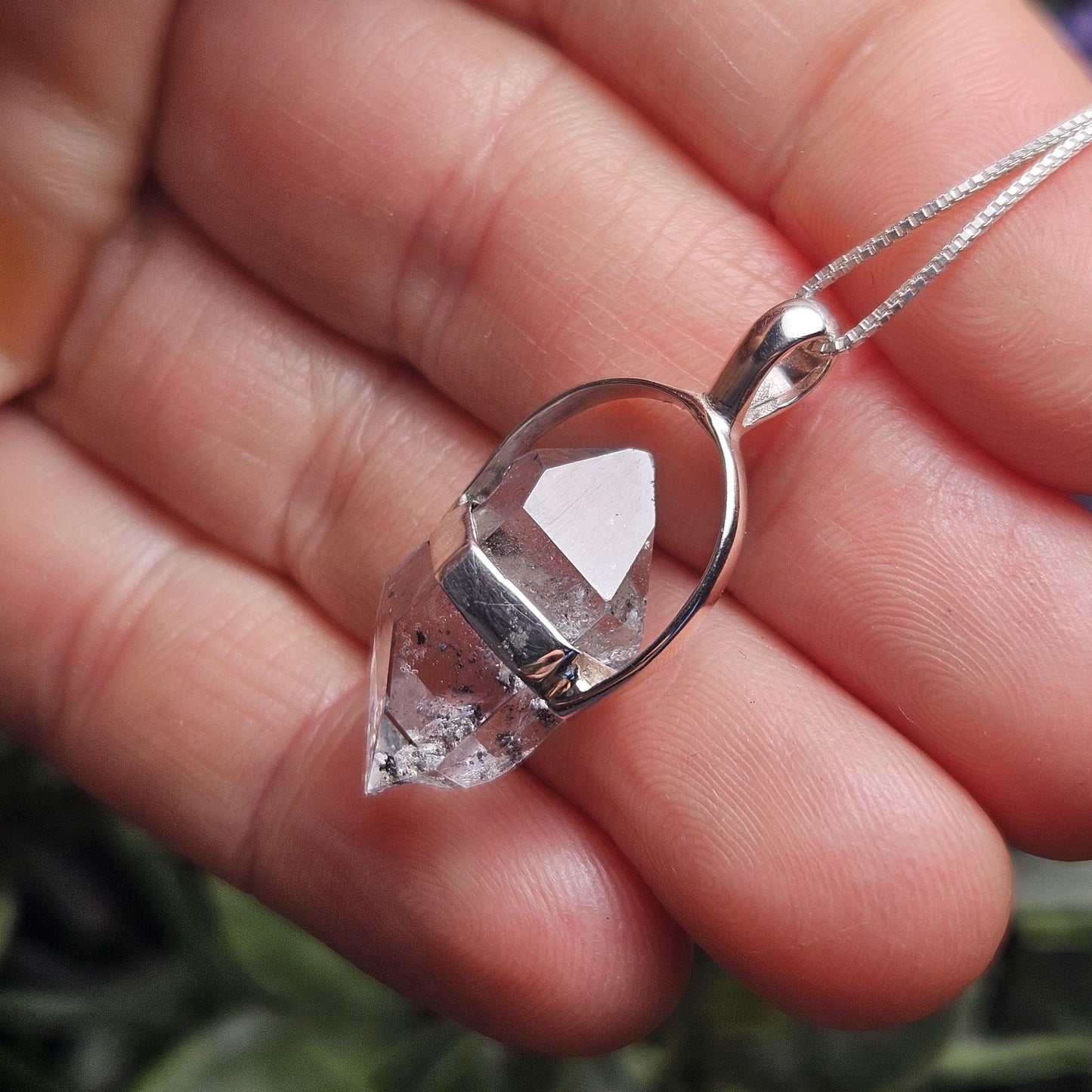 Herkimer Diamond Pendant, Sterling Silver Herkimer Diamond Necklace