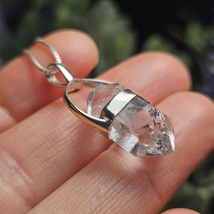 Herkimer Diamond Pendant, Sterling Silver Herkimer Diamond Necklace