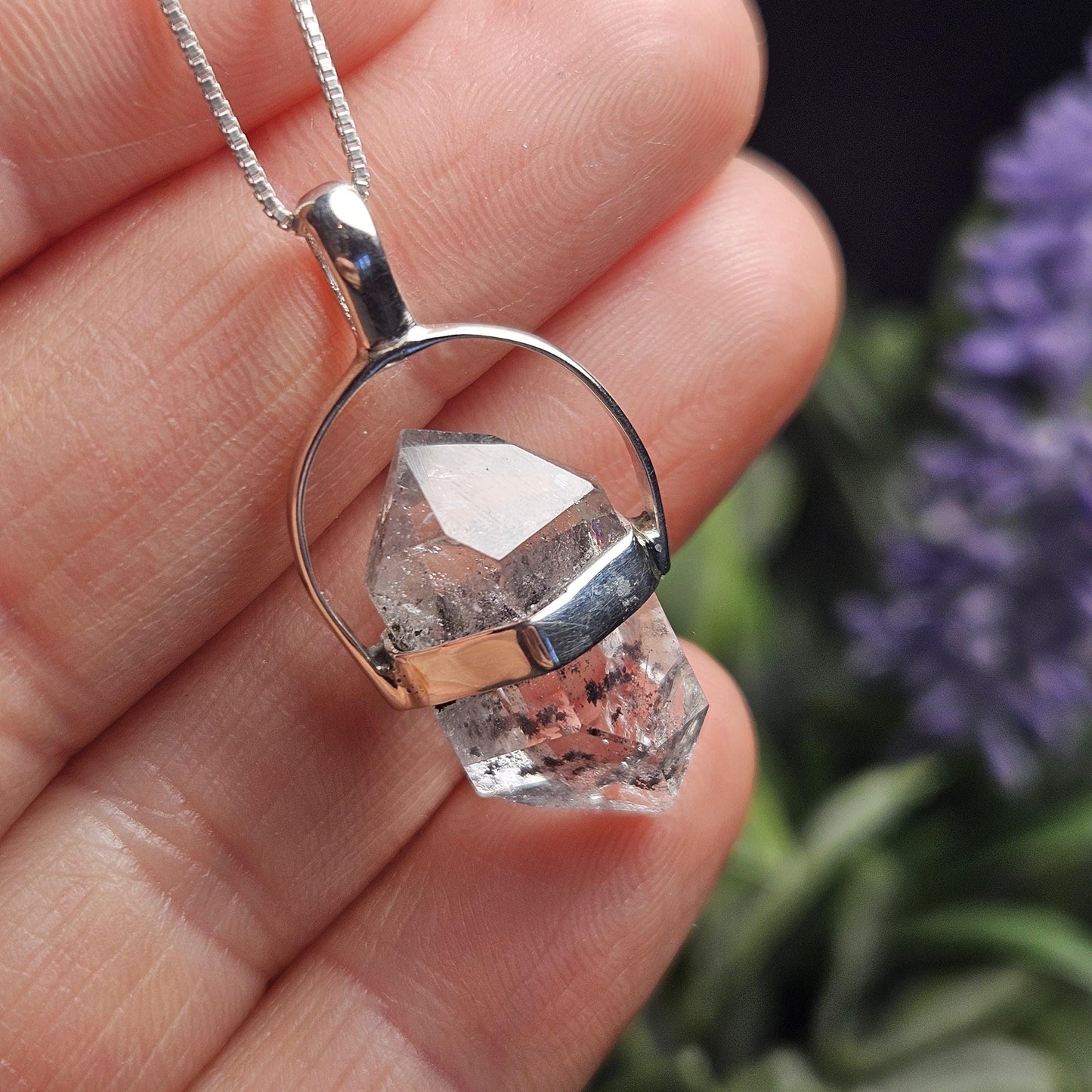 Herkimer Diamond Pendant, Sterling Silver Herkimer Diamond Necklace