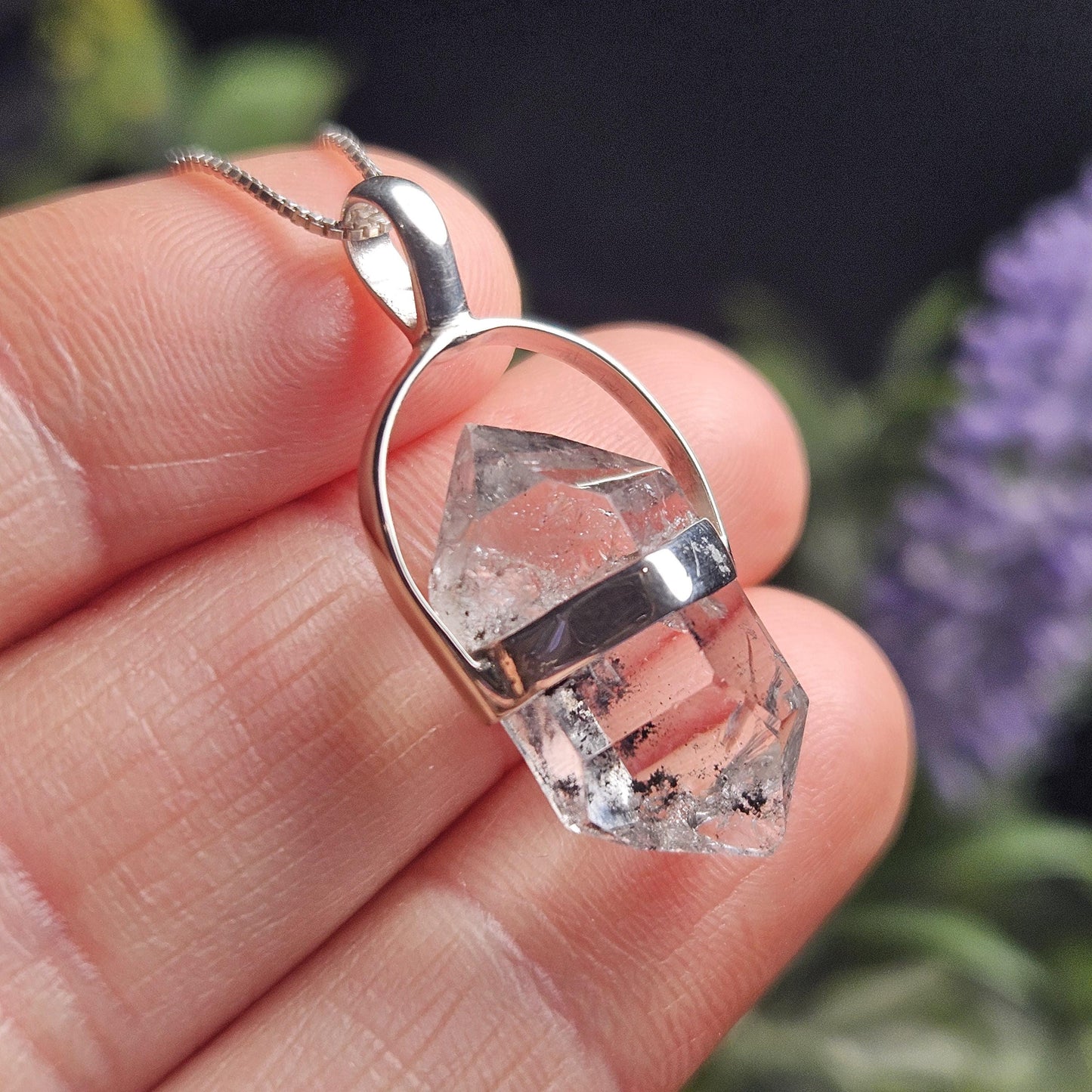 Herkimer Diamond Pendant, Sterling Silver Herkimer Diamond Necklace