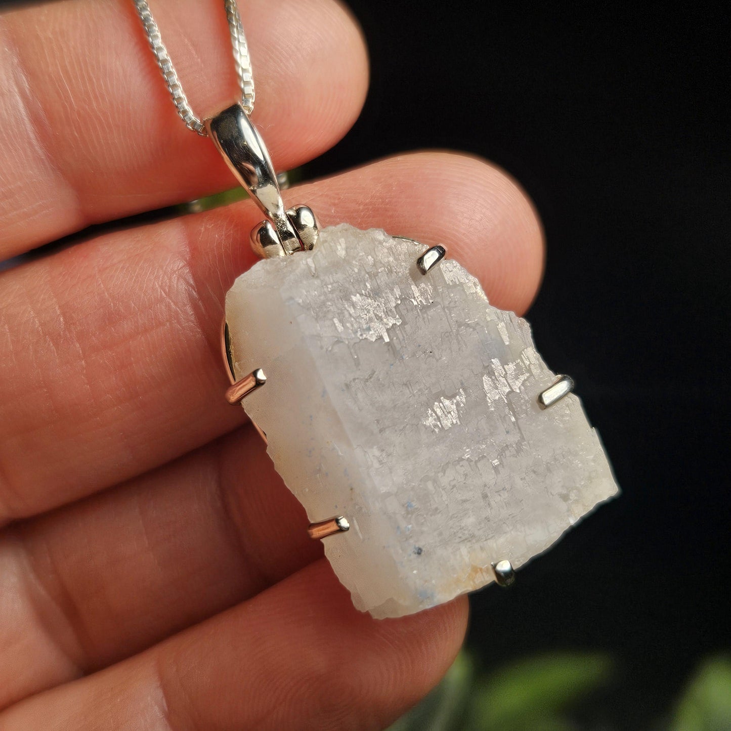 Papagoite in Quartz Crystal Pendant, Papagoite Sterling Silver Necklace