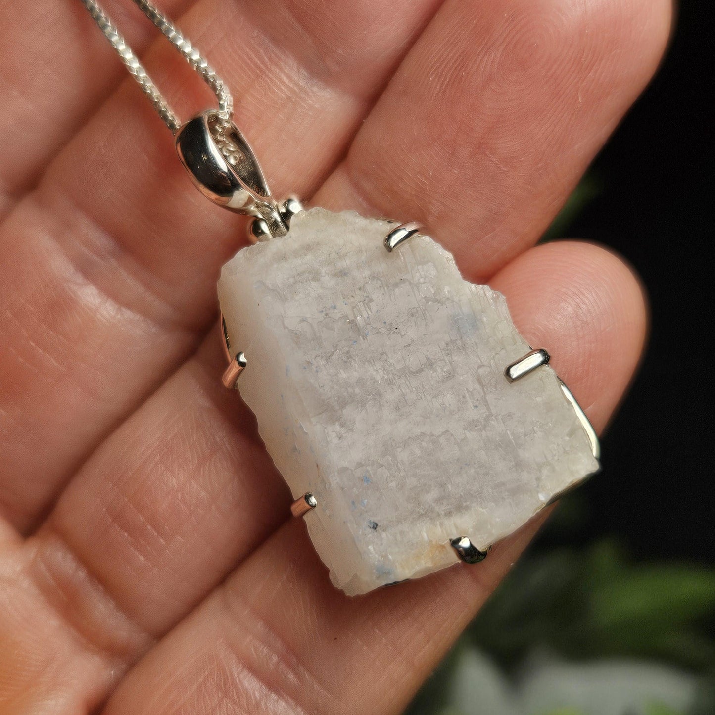 Papagoite in Quartz Crystal Pendant, Papagoite Sterling Silver Necklace