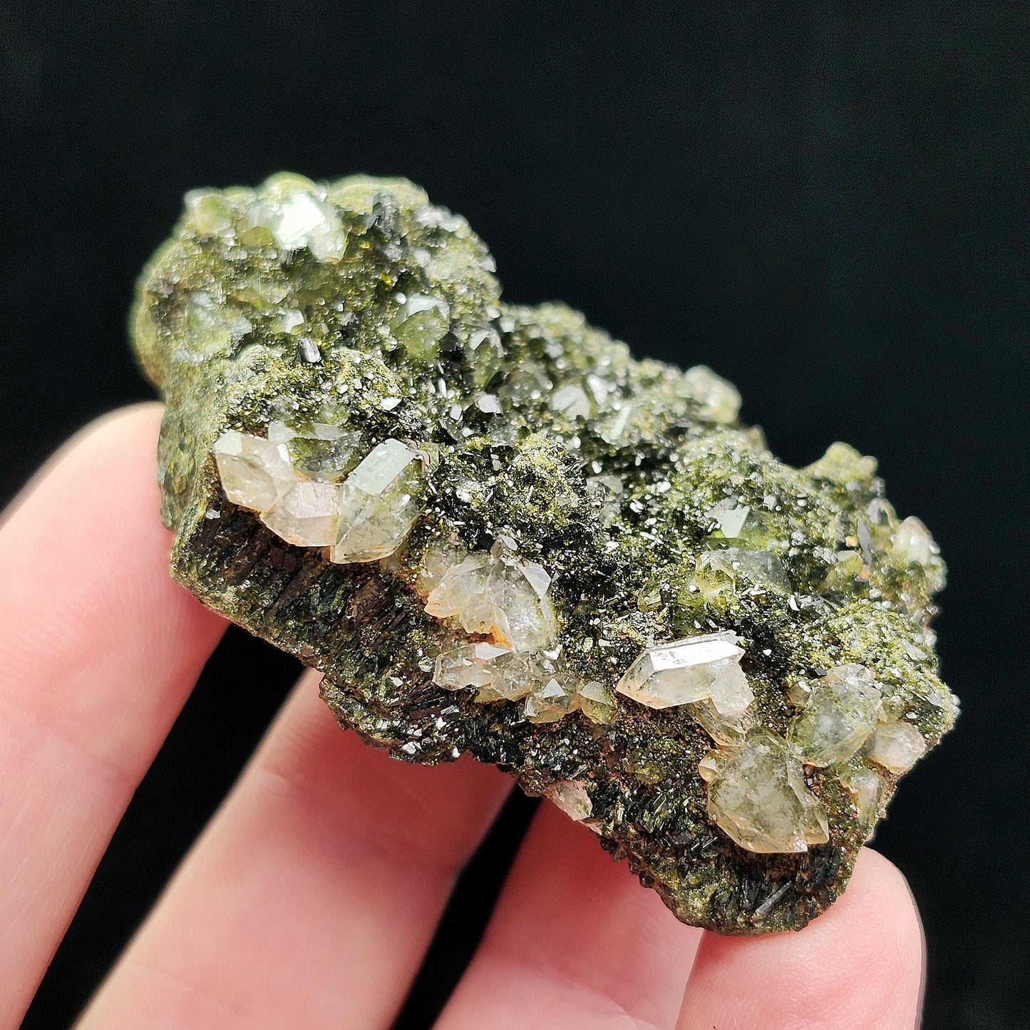 Forest Epidote 73g, Turkish Epidote and Quartz Cluster Specimen