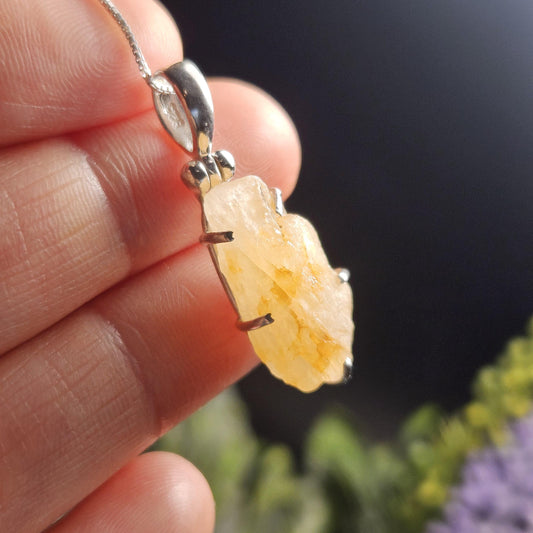 Golden Phenacite Crystal Pendant, Golden Phenacite Sterling Silver Necklace