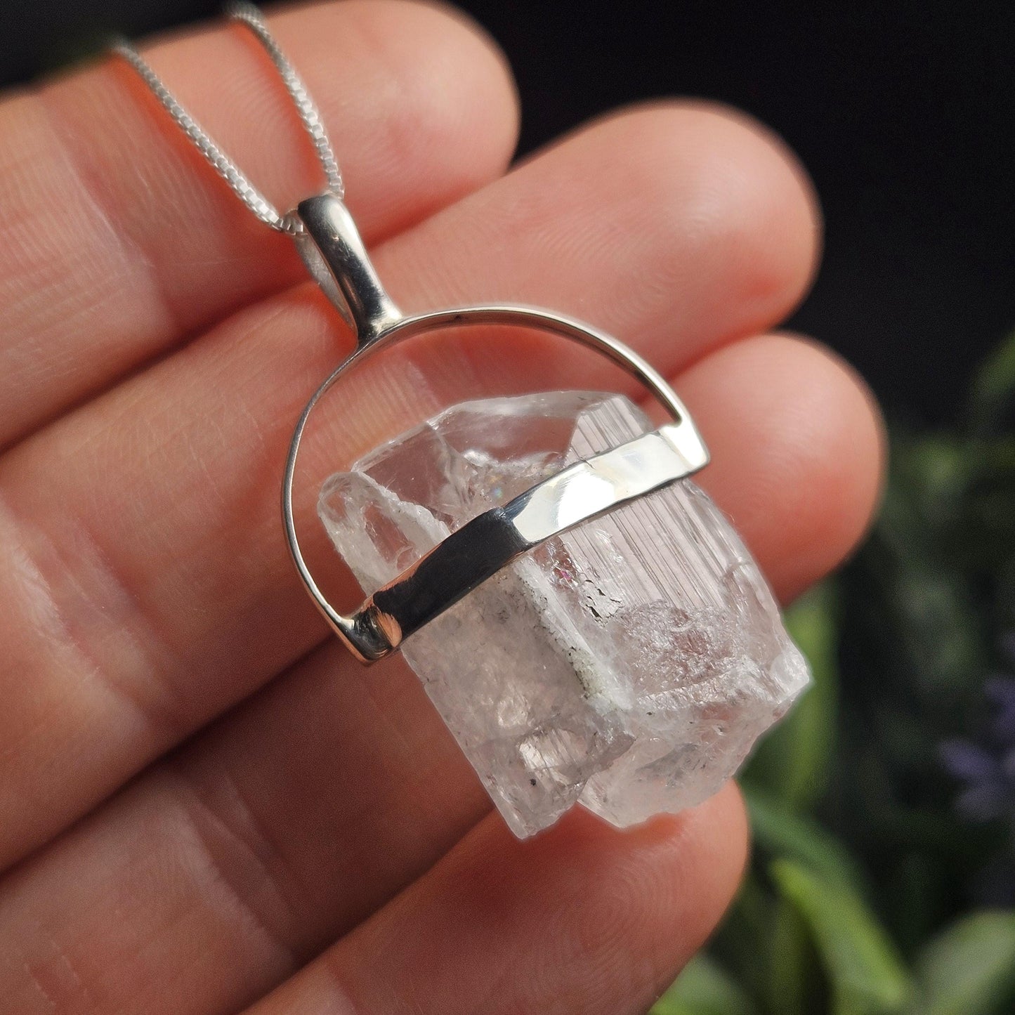 Danburite Crystal Pendant, Danburite Sterling Silver Necklace