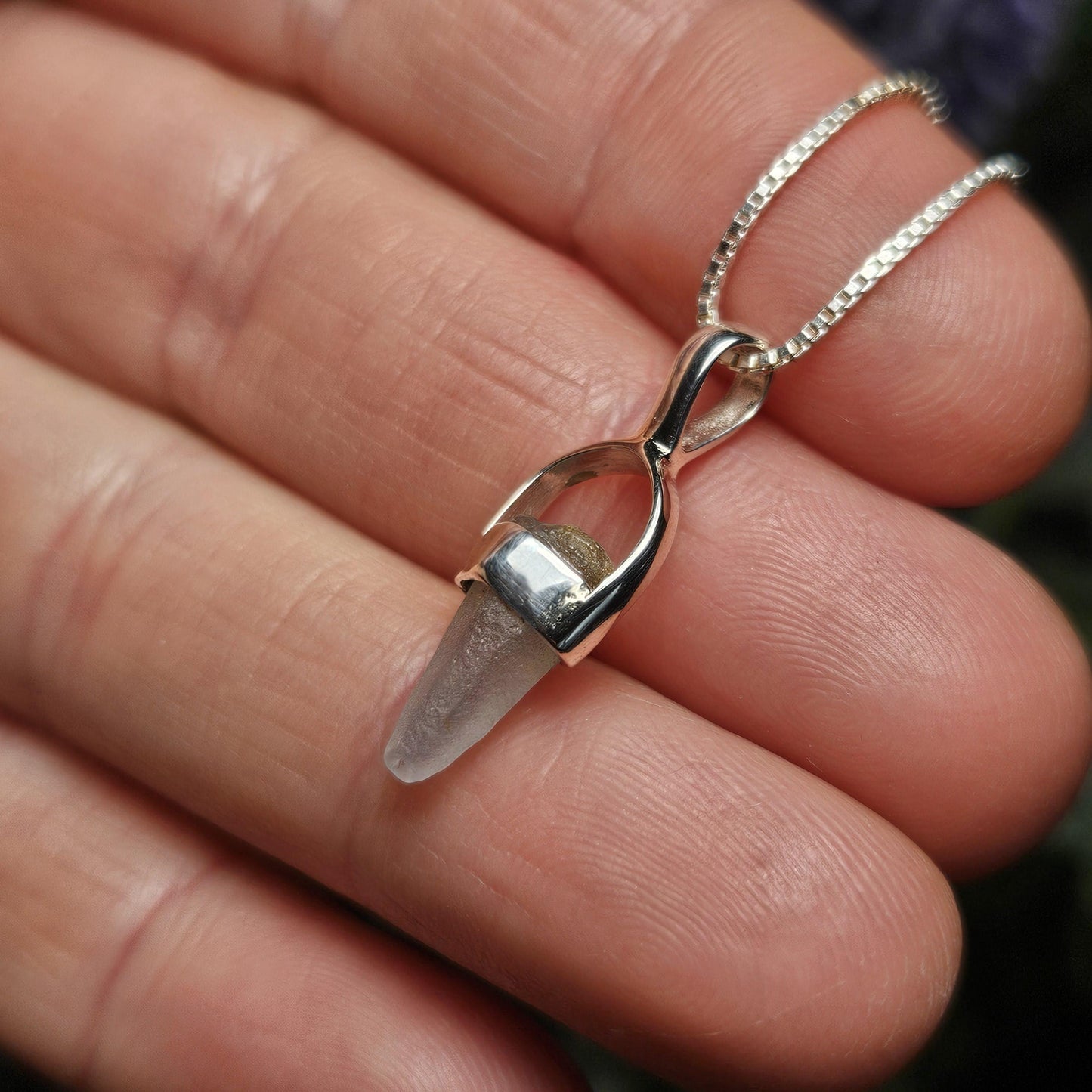 Blue Sapphire Crystal Pendant, Blue Sapphire Sterling Silver Necklace