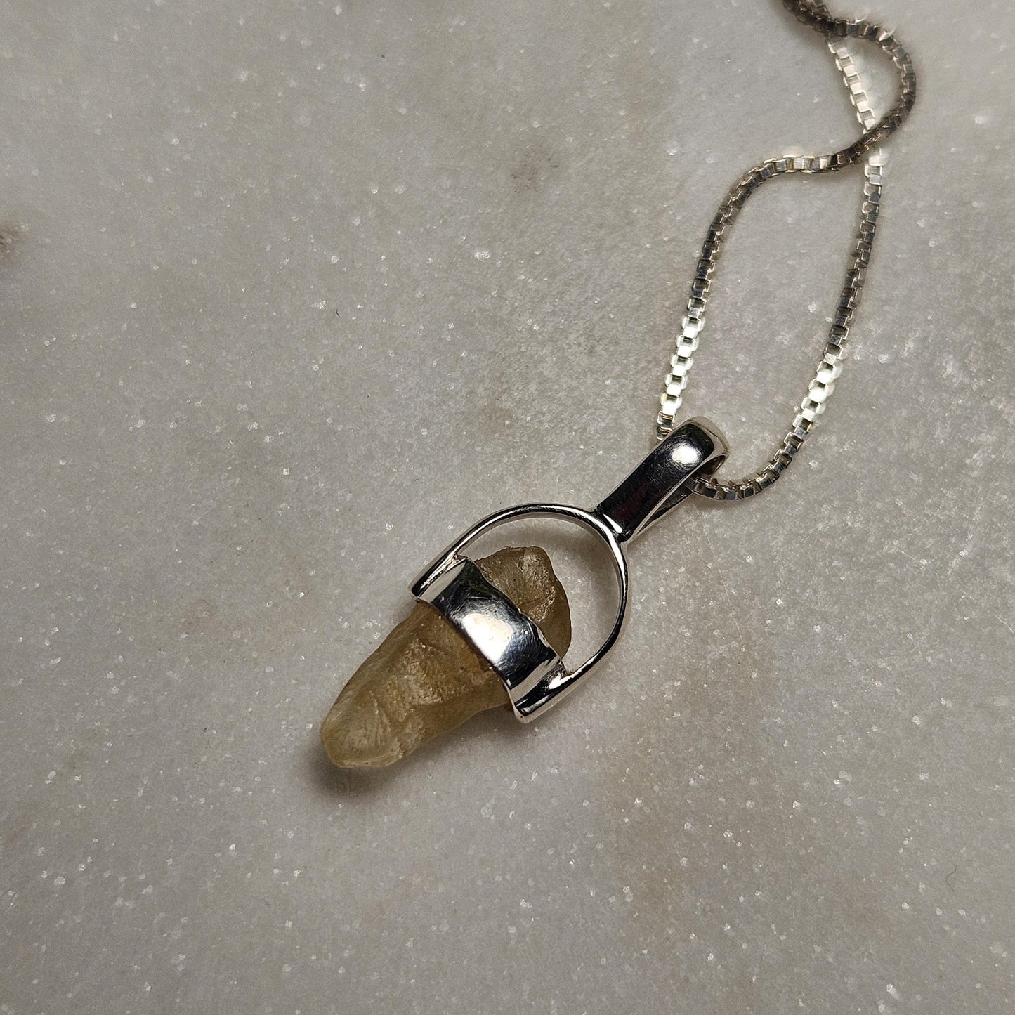 Yellow Sapphire OLD STOCK Sri Lankan Crystal Pendant, Yellow Sapphire Sterling Silver Necklace