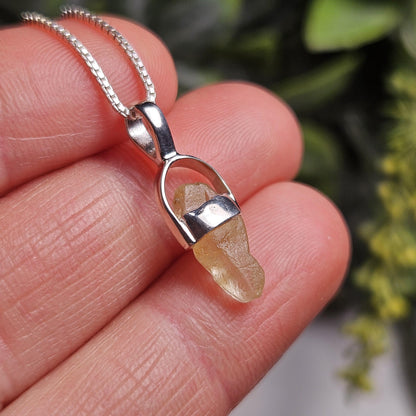 Yellow Sapphire OLD STOCK Sri Lankan Crystal Pendant, Yellow Sapphire Sterling Silver Necklace