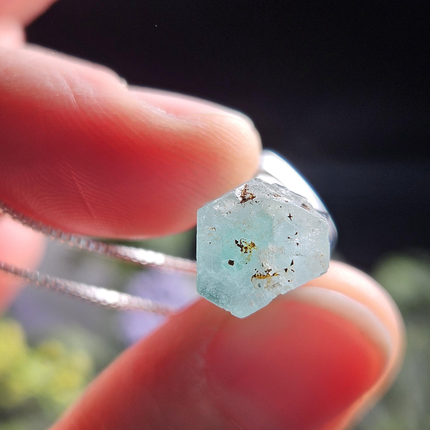 Terminated Aquamarine Crystal Pendant, Nigerian Aquamarine Sterling Silver Necklace