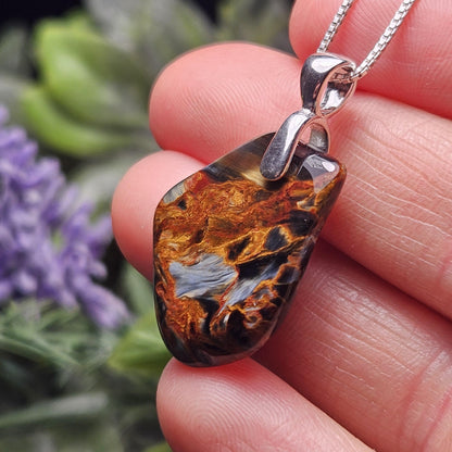 Pietersite Crystal Pendant, Namibian Pietersite Sterling Silver Necklace