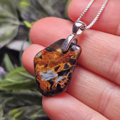 Pietersite Crystal Pendant, Namibian Pietersite Sterling Silver Necklace