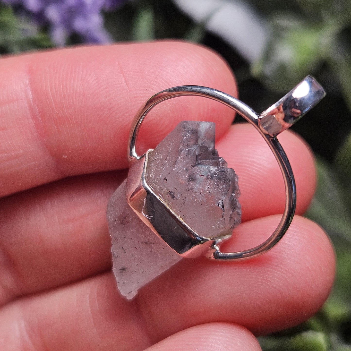 Ajoite Quartz Crystal Pendant, Ajoite Quartz Sterling Silver Necklace