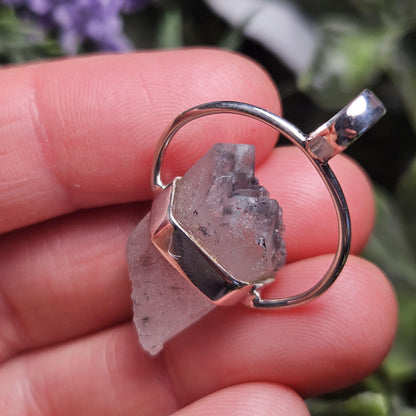 Ajoite Quartz Crystal Pendant, Ajoite Quartz Sterling Silver Necklace