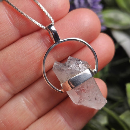 Ajoite Quartz Crystal Pendant, Ajoite Quartz Sterling Silver Necklace