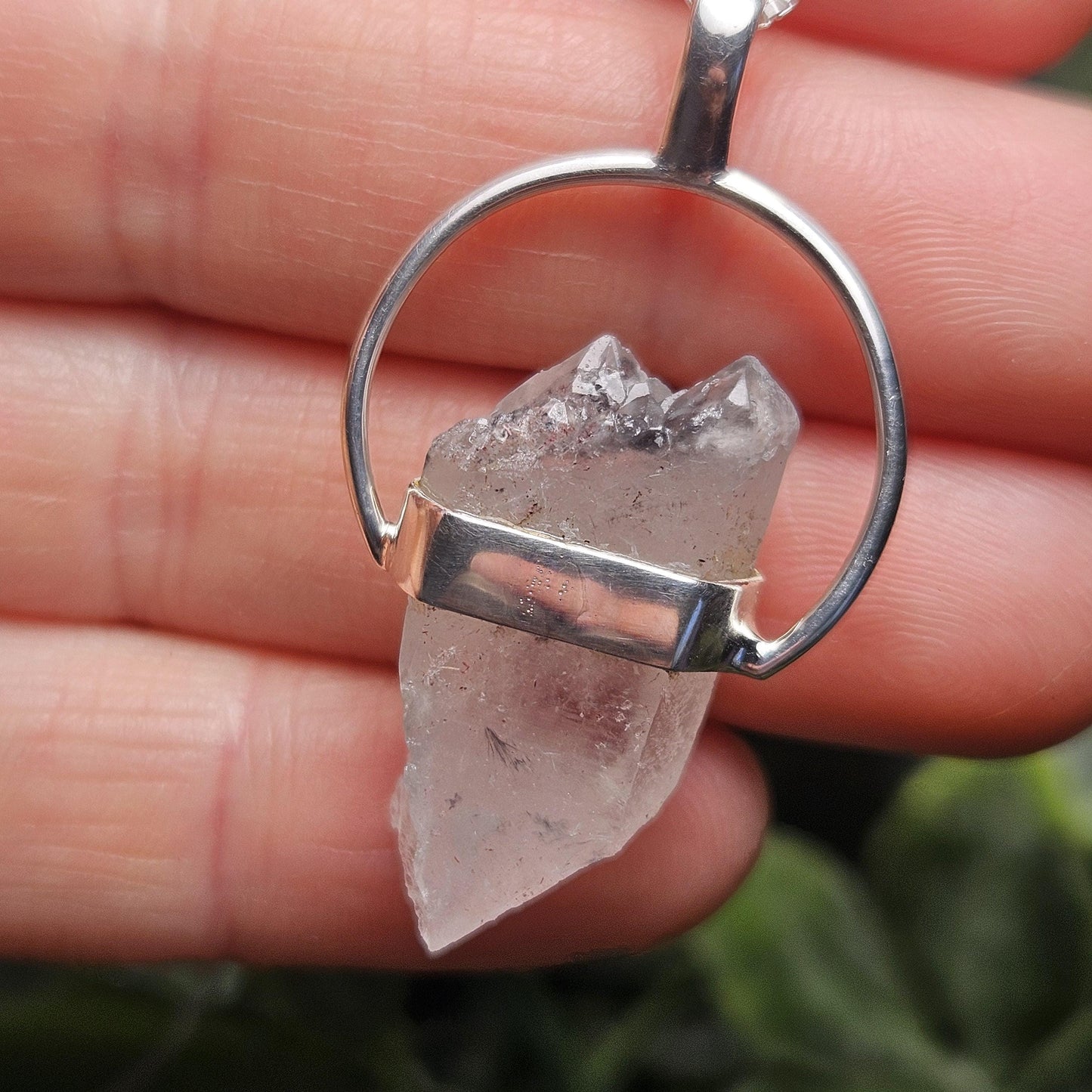 Ajoite Quartz Crystal Pendant, Ajoite Quartz Sterling Silver Necklace