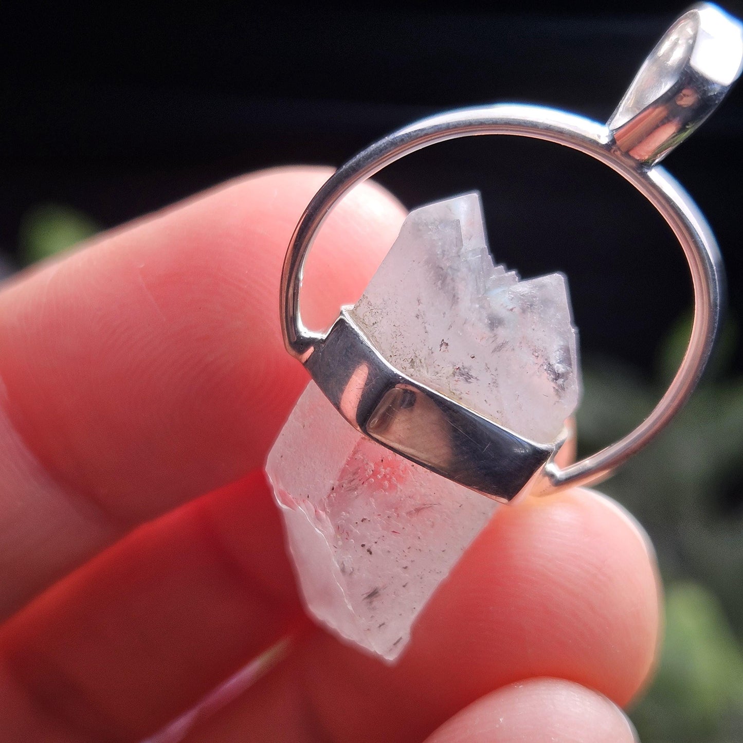 Ajoite Quartz Crystal Pendant, Ajoite Quartz Sterling Silver Necklace
